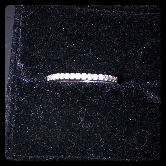 Vintage Jewelry - Thin Sterling Silver Band w/small CZ’S.